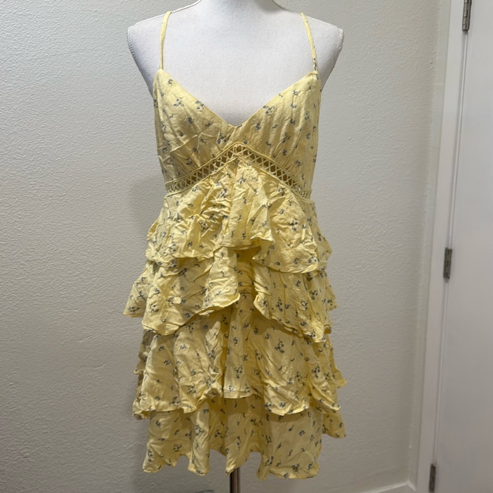 Forever 21 Yellow Floral Ruffle Sundress